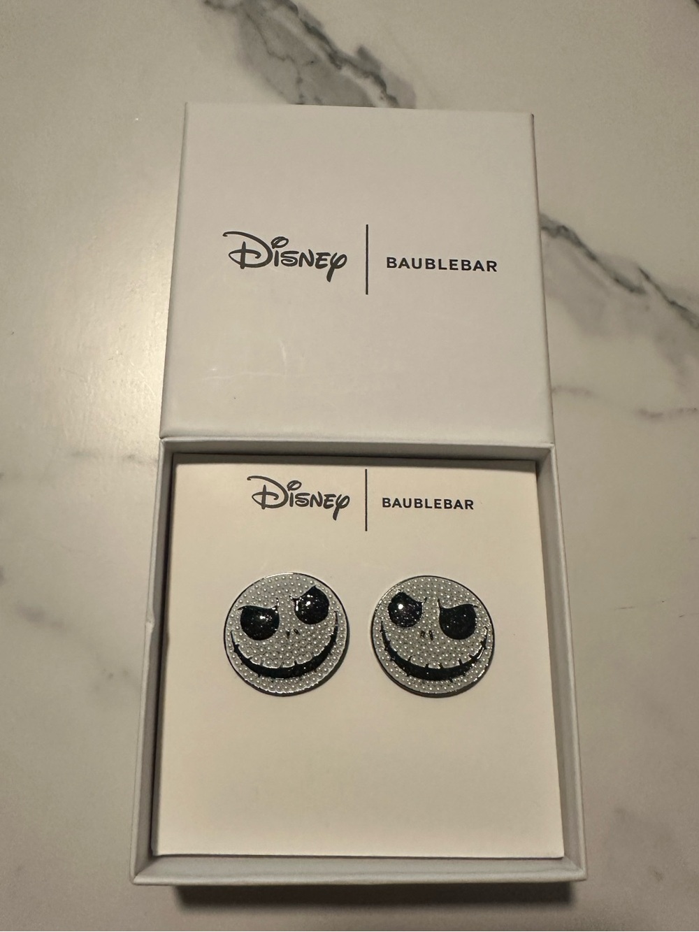 Disney BaubleBar Jack Skellington Stud Earrings Small Pearl Design